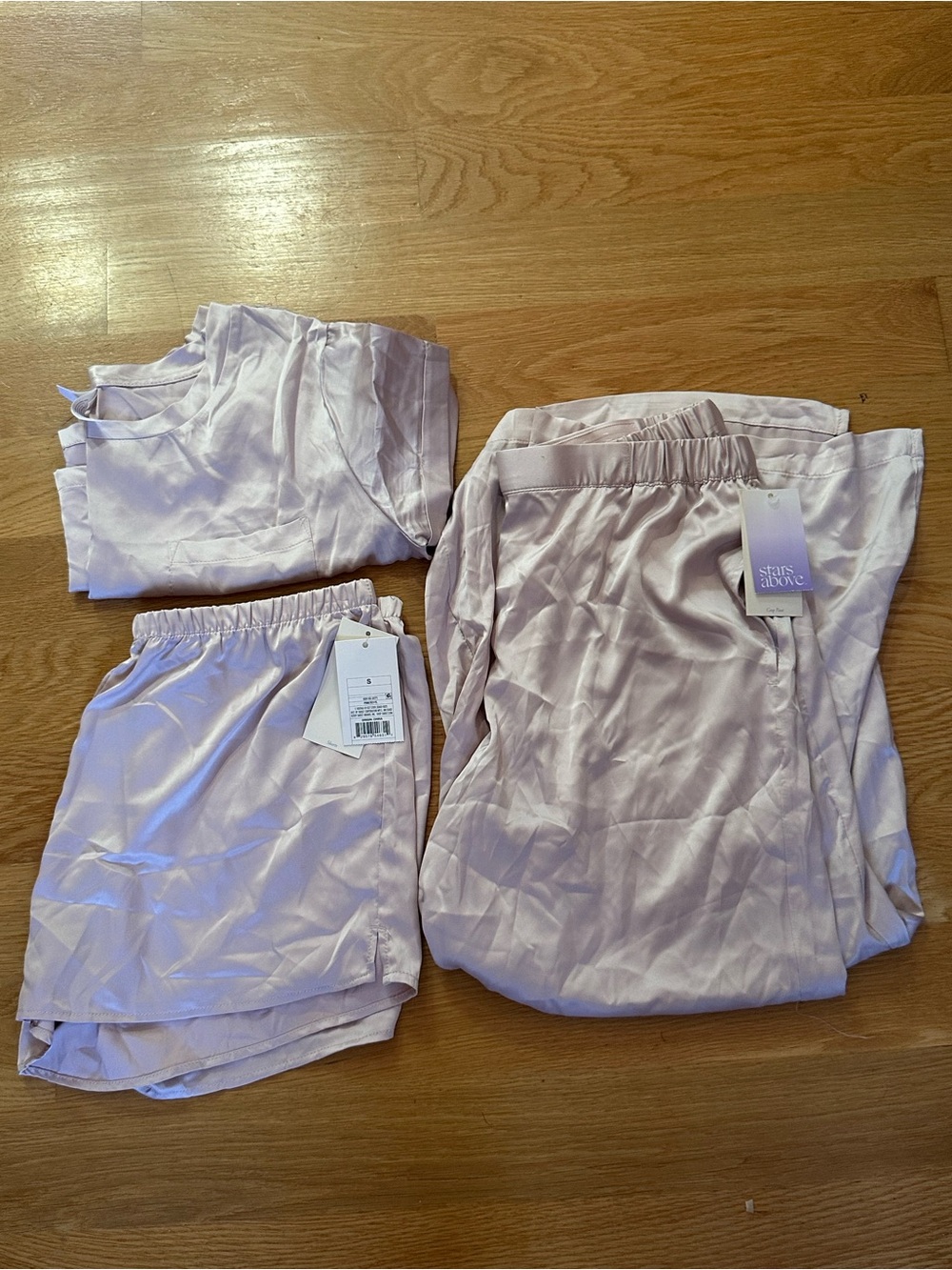 stars above Satin Pajama Set in Light Pink